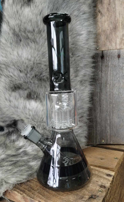 11" Large Chamber Black Water Pipe with Perc Beaker Style