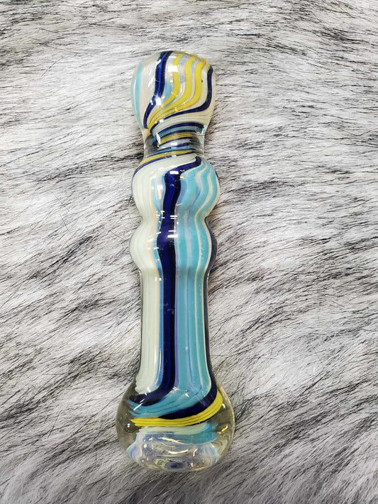 3" US Made Art Chillum 2 Toned Blue Yellow